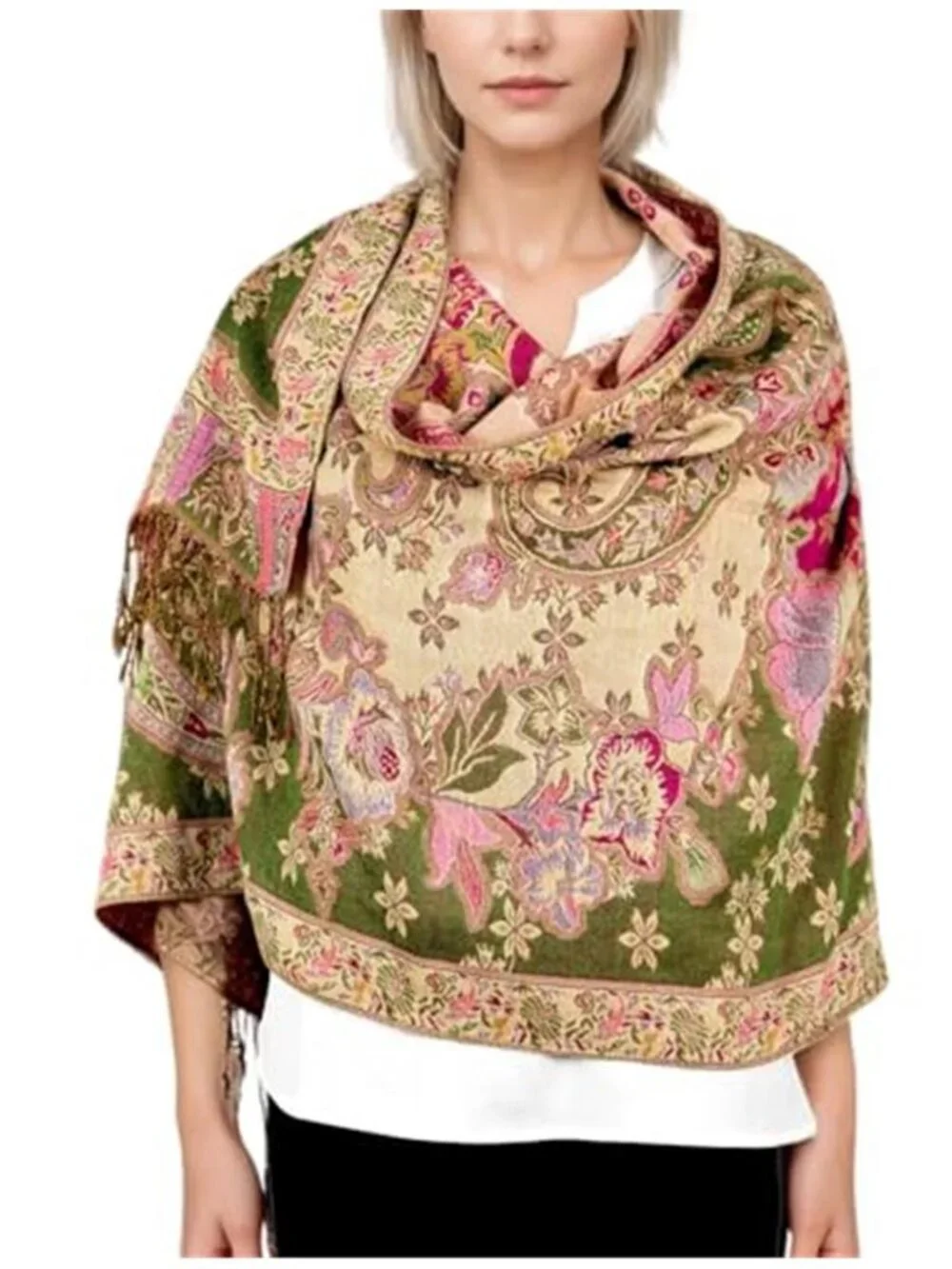 Elegant Paisley Floral Pashmina Shawl and Wrap Boho Rave Scarf